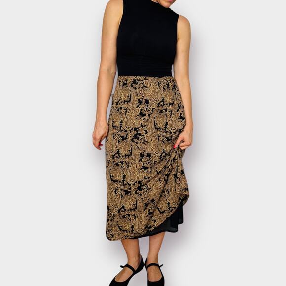 Y2K Jones New York Silk‎ Tan Black Skirt - Picture 2 of 6